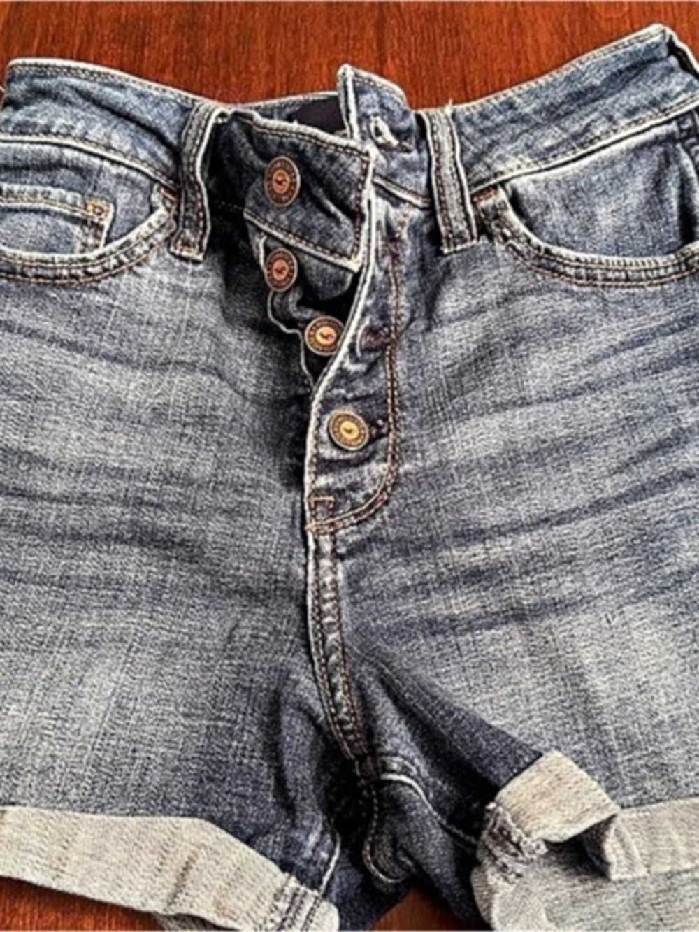 Hollister Curvy High-Rise Short Denim Jean Shorts Blue Waist 24